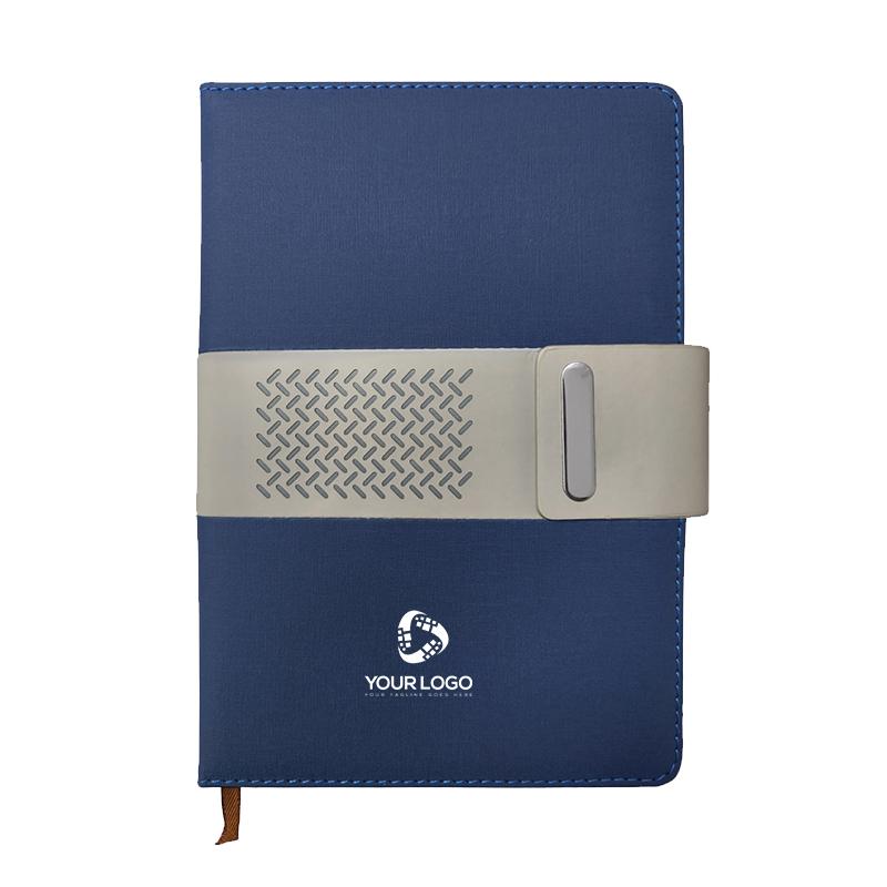 A5 Premium Fabric Notebook With Pu Magnetic Enclosure & Pen Loop with Logo